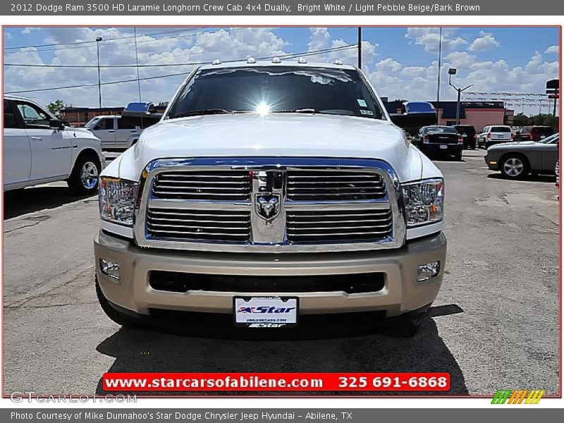 Bright White / Light Pebble Beige/Bark Brown 2012 Dodge Ram 3500 HD Laramie Longhorn Crew Cab 4x4 Dually