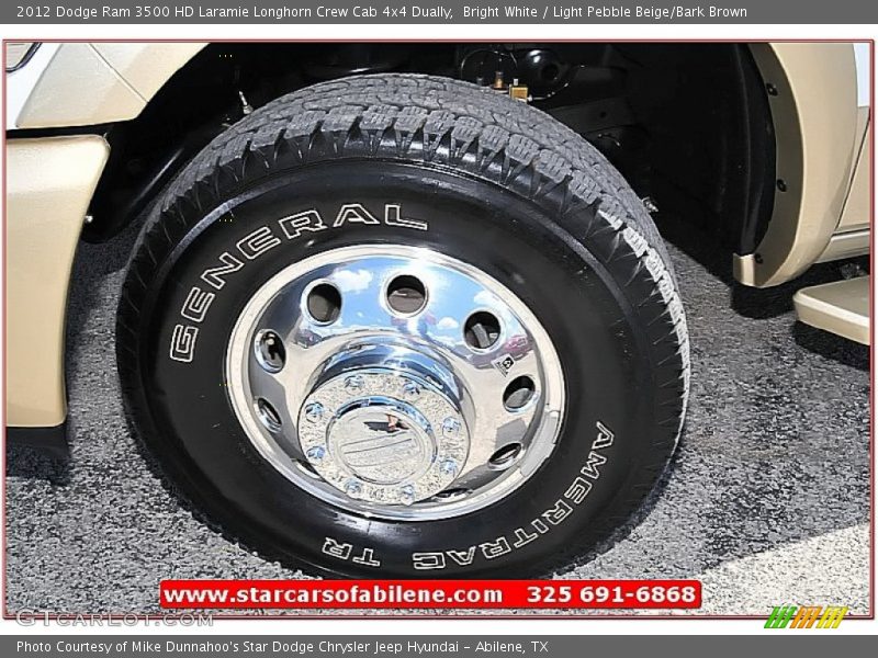 Bright White / Light Pebble Beige/Bark Brown 2012 Dodge Ram 3500 HD Laramie Longhorn Crew Cab 4x4 Dually