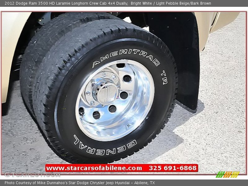 Bright White / Light Pebble Beige/Bark Brown 2012 Dodge Ram 3500 HD Laramie Longhorn Crew Cab 4x4 Dually