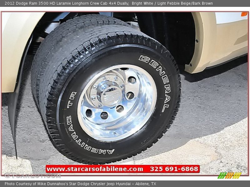 Bright White / Light Pebble Beige/Bark Brown 2012 Dodge Ram 3500 HD Laramie Longhorn Crew Cab 4x4 Dually