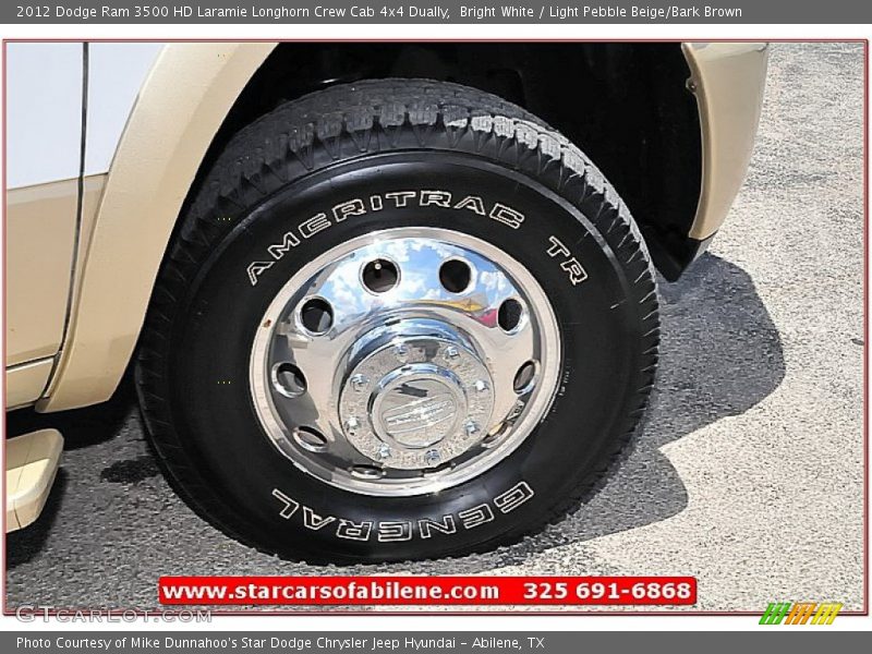 Bright White / Light Pebble Beige/Bark Brown 2012 Dodge Ram 3500 HD Laramie Longhorn Crew Cab 4x4 Dually