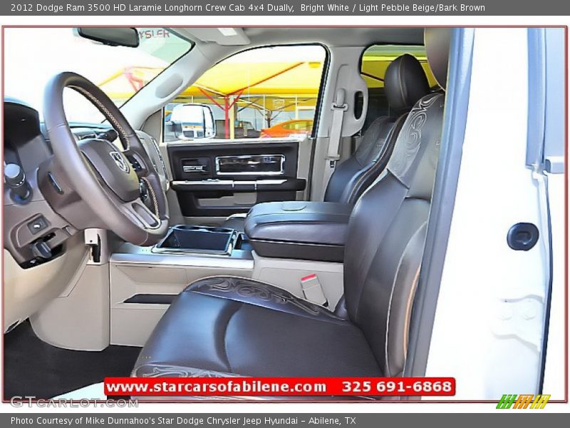 Bright White / Light Pebble Beige/Bark Brown 2012 Dodge Ram 3500 HD Laramie Longhorn Crew Cab 4x4 Dually