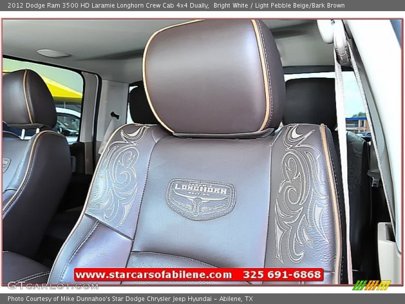 Bright White / Light Pebble Beige/Bark Brown 2012 Dodge Ram 3500 HD Laramie Longhorn Crew Cab 4x4 Dually