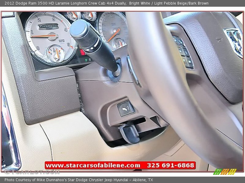 Bright White / Light Pebble Beige/Bark Brown 2012 Dodge Ram 3500 HD Laramie Longhorn Crew Cab 4x4 Dually