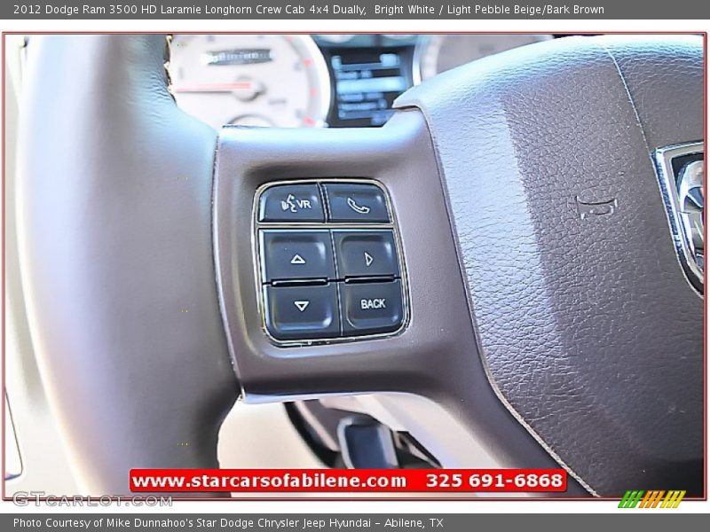 Bright White / Light Pebble Beige/Bark Brown 2012 Dodge Ram 3500 HD Laramie Longhorn Crew Cab 4x4 Dually
