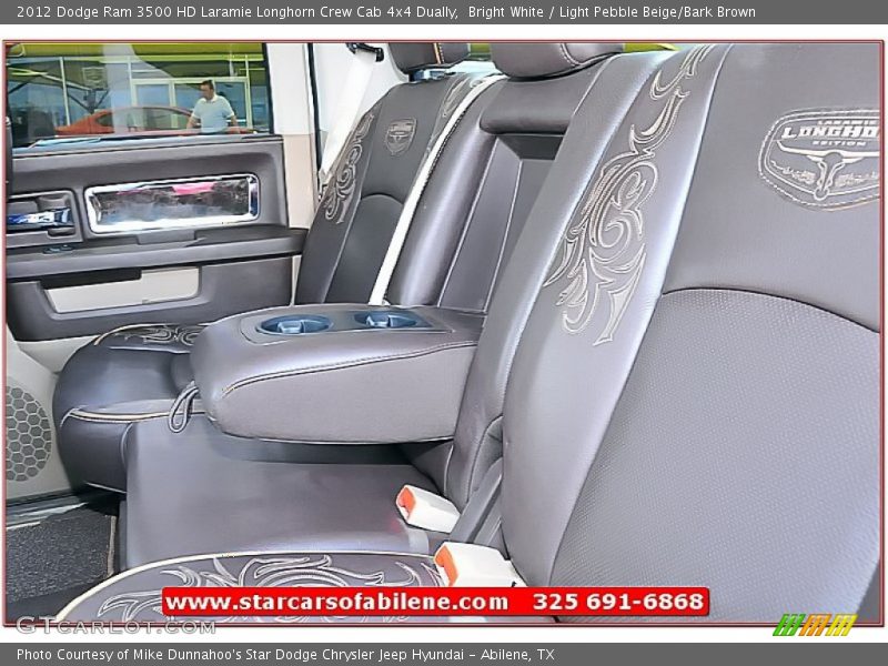 Bright White / Light Pebble Beige/Bark Brown 2012 Dodge Ram 3500 HD Laramie Longhorn Crew Cab 4x4 Dually