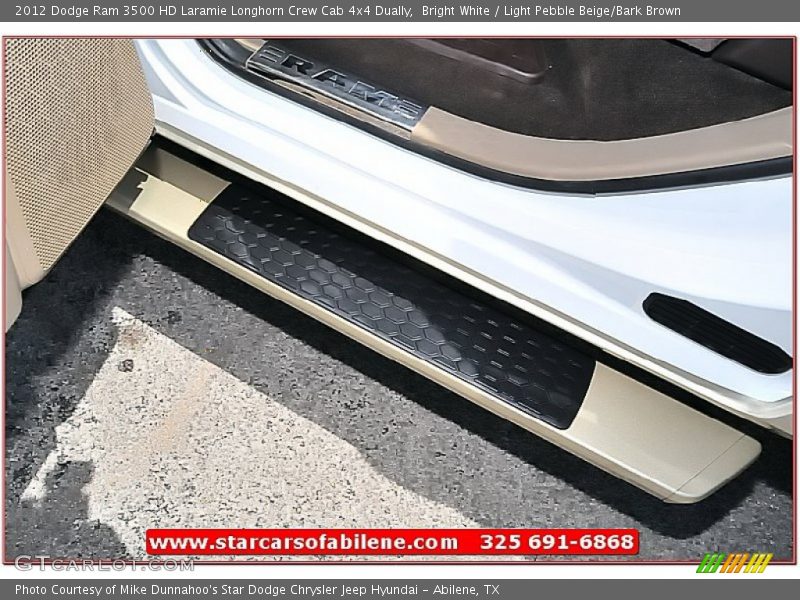 Bright White / Light Pebble Beige/Bark Brown 2012 Dodge Ram 3500 HD Laramie Longhorn Crew Cab 4x4 Dually