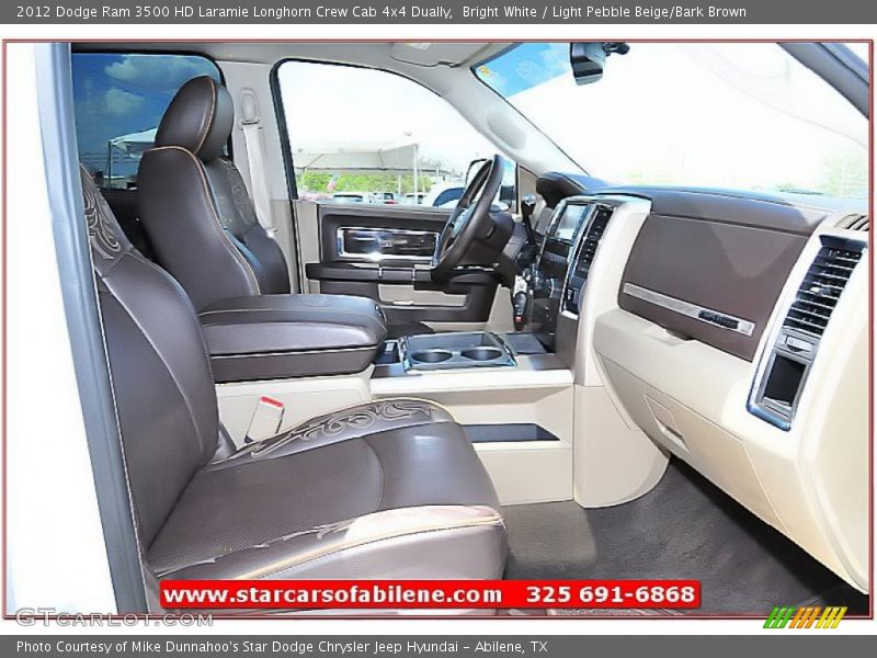 Bright White / Light Pebble Beige/Bark Brown 2012 Dodge Ram 3500 HD Laramie Longhorn Crew Cab 4x4 Dually