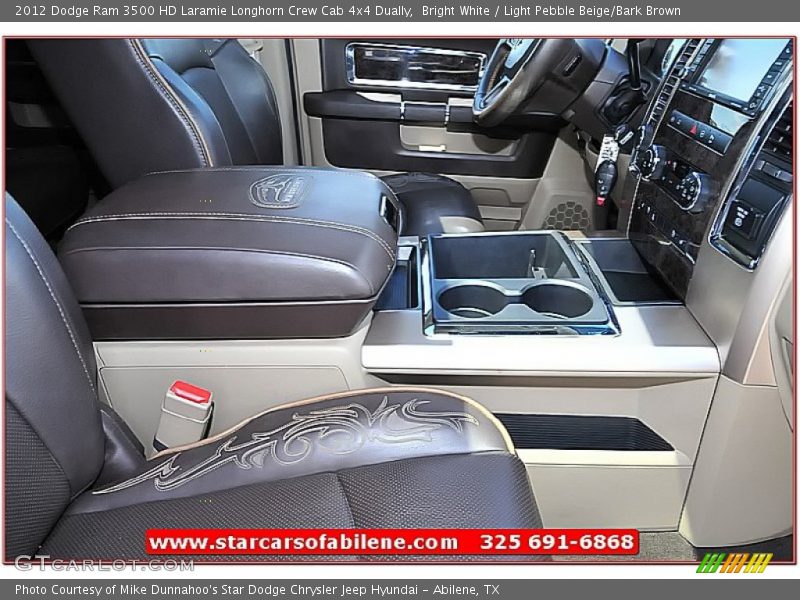 Bright White / Light Pebble Beige/Bark Brown 2012 Dodge Ram 3500 HD Laramie Longhorn Crew Cab 4x4 Dually