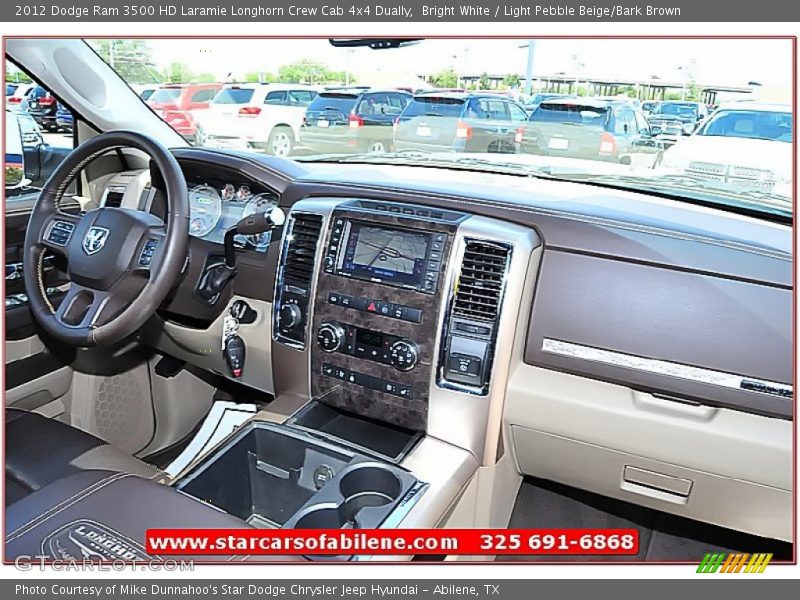 Bright White / Light Pebble Beige/Bark Brown 2012 Dodge Ram 3500 HD Laramie Longhorn Crew Cab 4x4 Dually