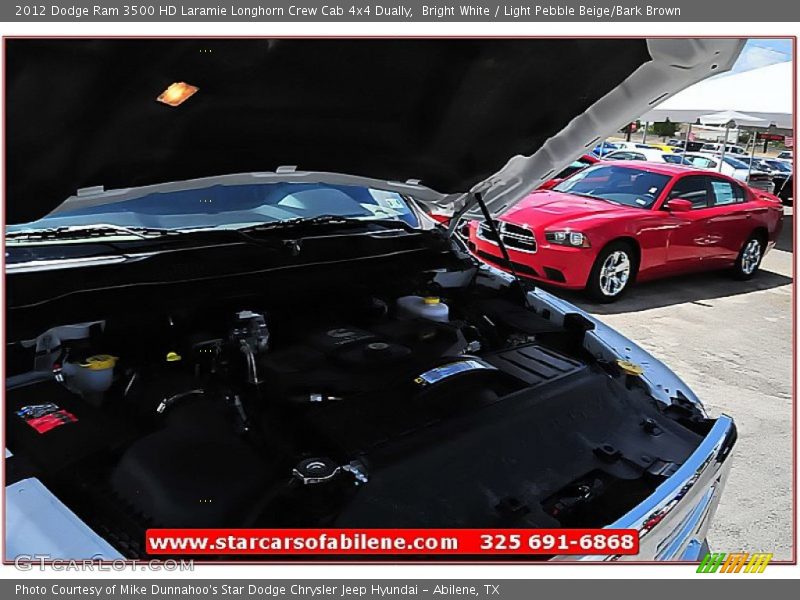 Bright White / Light Pebble Beige/Bark Brown 2012 Dodge Ram 3500 HD Laramie Longhorn Crew Cab 4x4 Dually