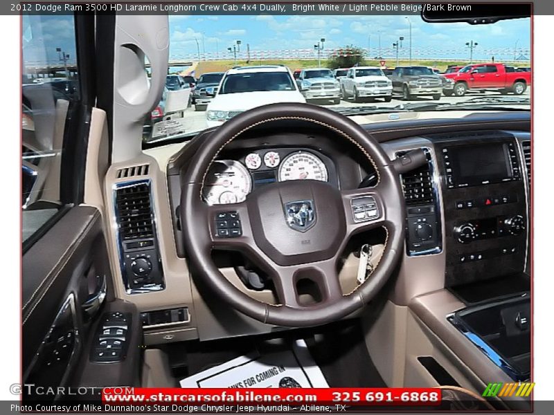Bright White / Light Pebble Beige/Bark Brown 2012 Dodge Ram 3500 HD Laramie Longhorn Crew Cab 4x4 Dually