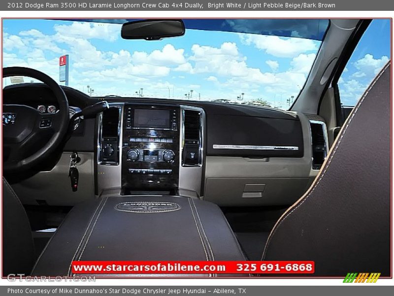 Bright White / Light Pebble Beige/Bark Brown 2012 Dodge Ram 3500 HD Laramie Longhorn Crew Cab 4x4 Dually