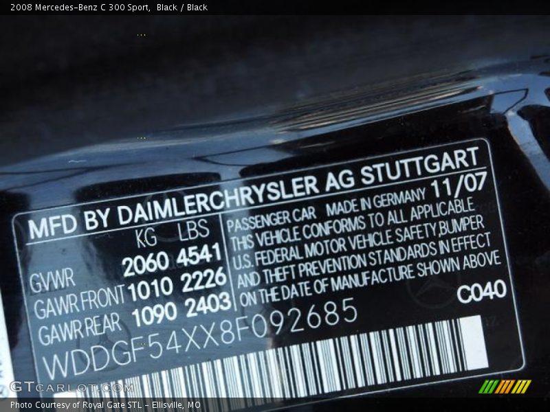 Black / Black 2008 Mercedes-Benz C 300 Sport