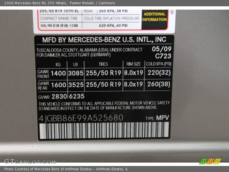 Pewter Metallic / Cashmere 2009 Mercedes-Benz ML 350 4Matic