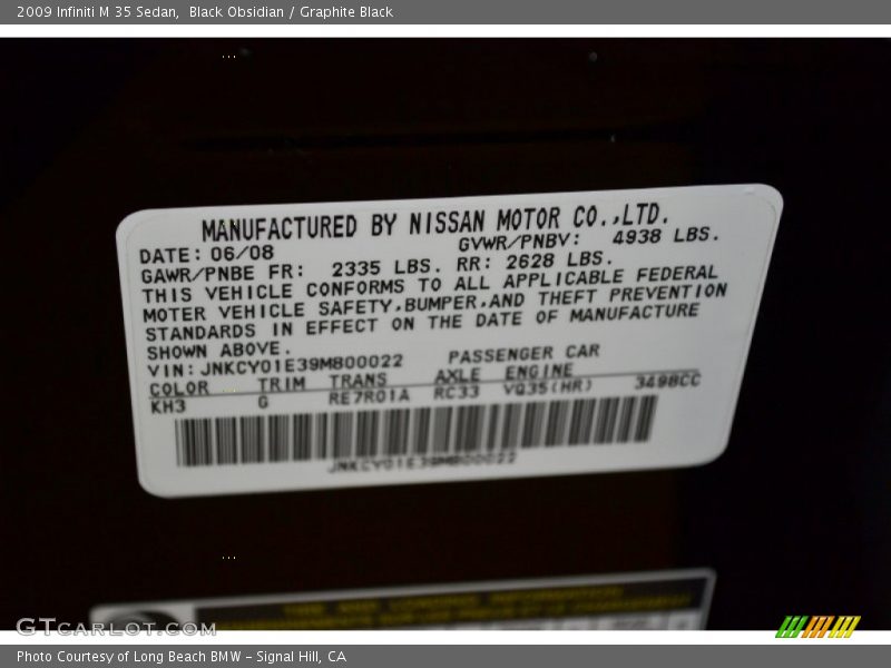 Black Obsidian / Graphite Black 2009 Infiniti M 35 Sedan