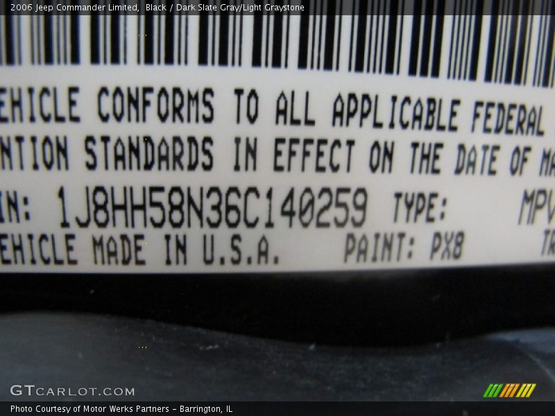Black / Dark Slate Gray/Light Graystone 2006 Jeep Commander Limited