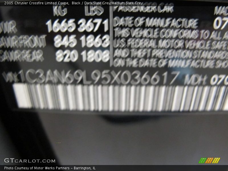 Black / Dark Slate Grey/Medium Slate Grey 2005 Chrysler Crossfire Limited Coupe