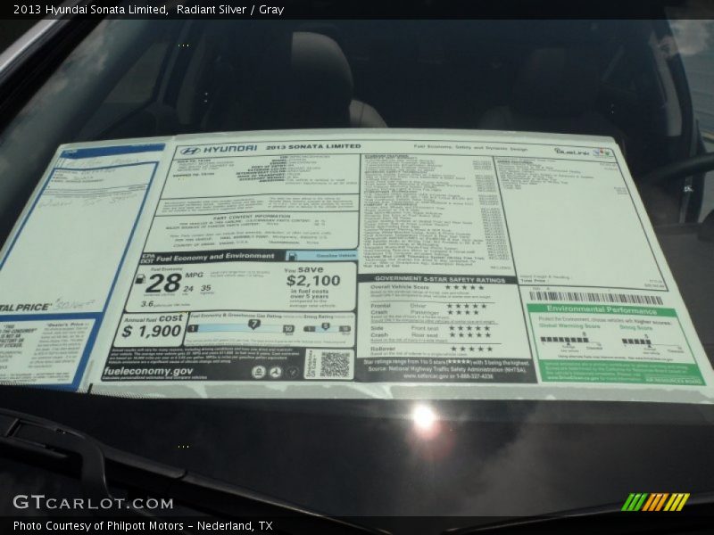 Radiant Silver / Gray 2013 Hyundai Sonata Limited