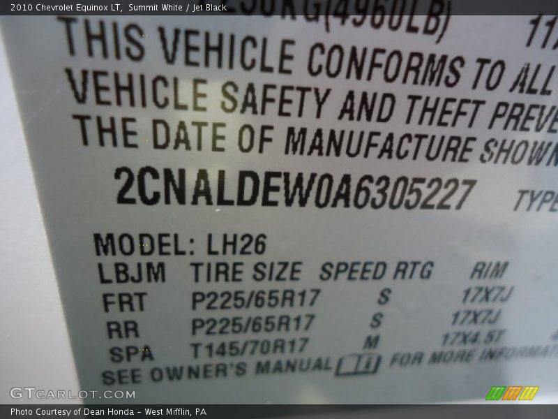 Summit White / Jet Black 2010 Chevrolet Equinox LT
