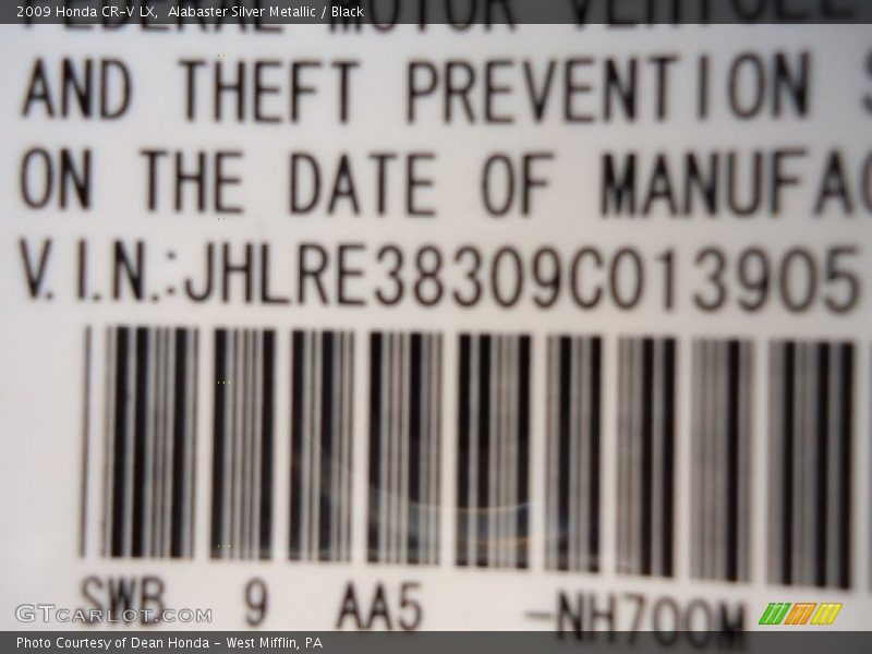 Alabaster Silver Metallic / Black 2009 Honda CR-V LX