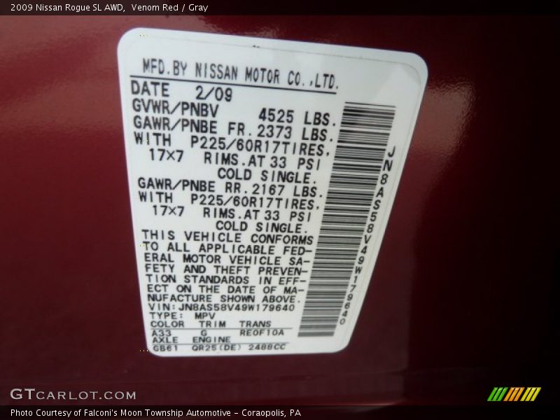 Venom Red / Gray 2009 Nissan Rogue SL AWD