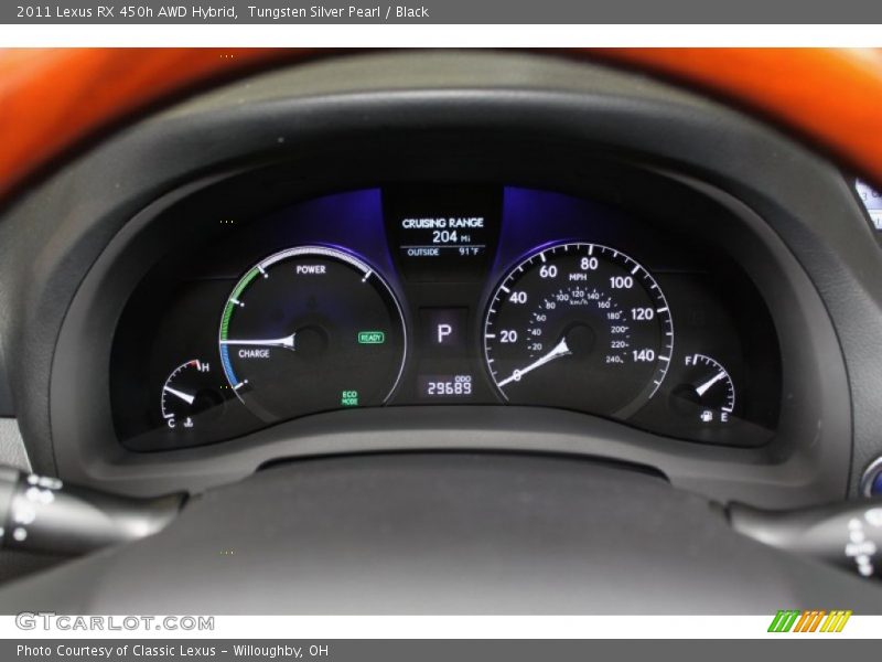 Tungsten Silver Pearl / Black 2011 Lexus RX 450h AWD Hybrid
