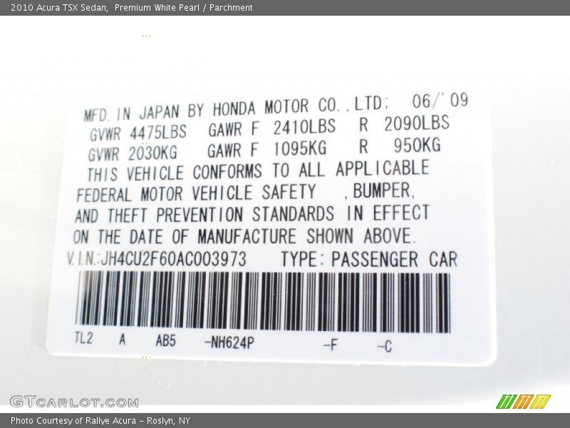 Premium White Pearl / Parchment 2010 Acura TSX Sedan