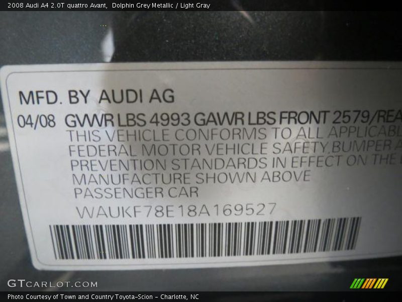 Dolphin Grey Metallic / Light Gray 2008 Audi A4 2.0T quattro Avant
