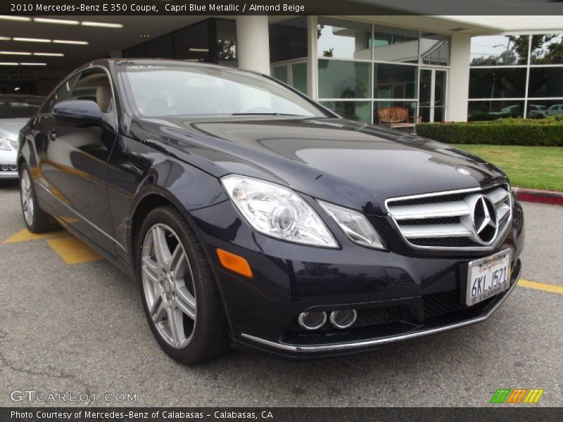 Capri Blue Metallic / Almond Beige 2010 Mercedes-Benz E 350 Coupe