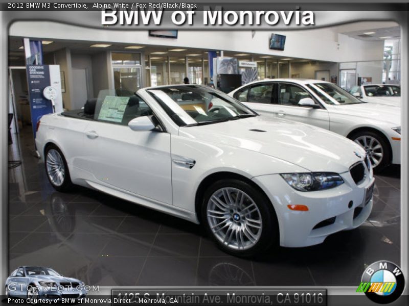Alpine White / Fox Red/Black/Black 2012 BMW M3 Convertible
