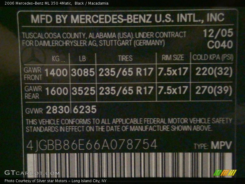 Black / Macadamia 2006 Mercedes-Benz ML 350 4Matic