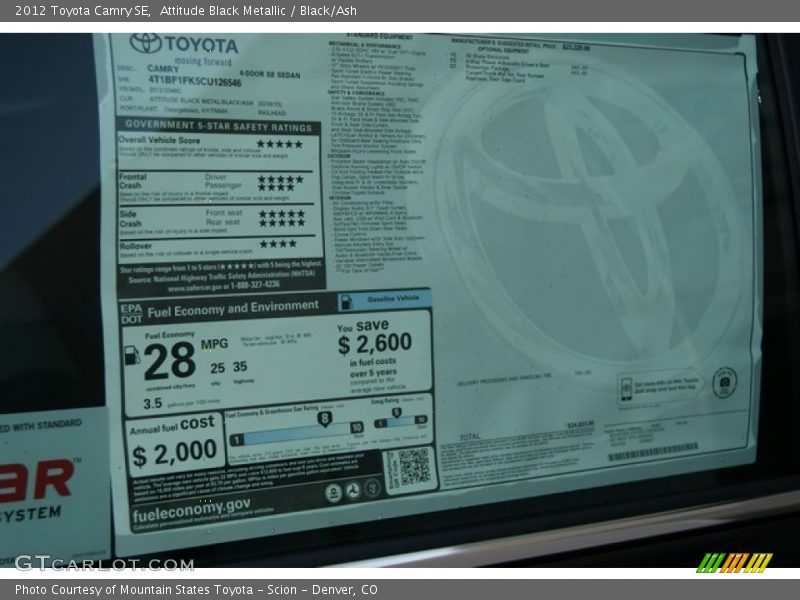 Attitude Black Metallic / Black/Ash 2012 Toyota Camry SE