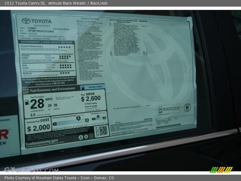 Attitude Black Metallic / Black/Ash 2012 Toyota Camry SE