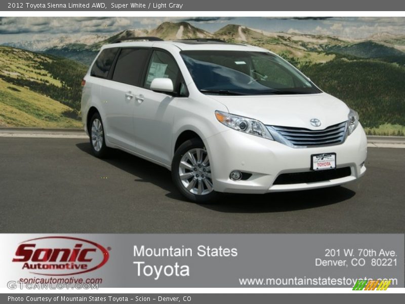 Super White / Light Gray 2012 Toyota Sienna Limited AWD
