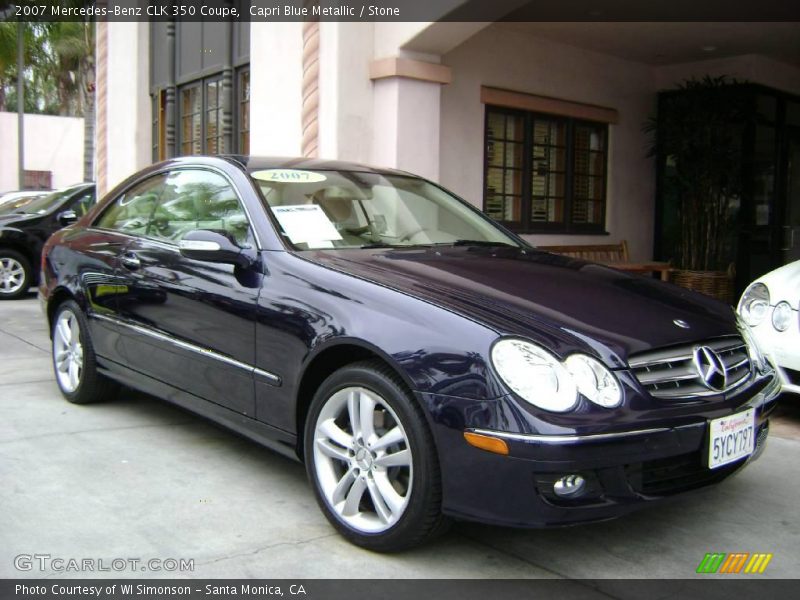Capri Blue Metallic / Stone 2007 Mercedes-Benz CLK 350 Coupe