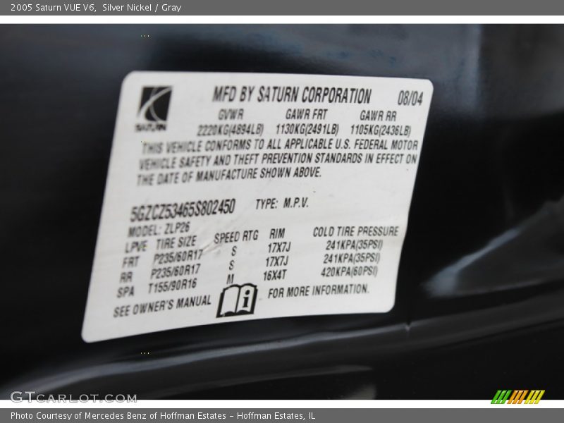 Silver Nickel / Gray 2005 Saturn VUE V6