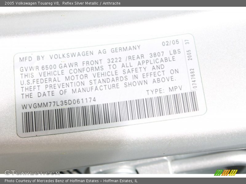 Reflex Silver Metallic / Anthracite 2005 Volkswagen Touareg V8