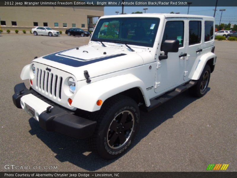 Bright White / Altitude Edition Black/Radar Red Stitch 2012 Jeep Wrangler Unlimited Freedom Edition 4x4
