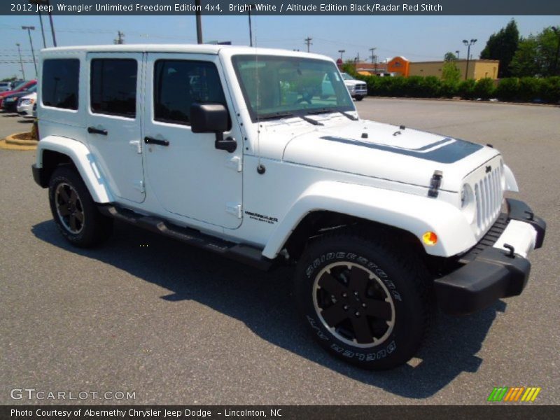 Bright White / Altitude Edition Black/Radar Red Stitch 2012 Jeep Wrangler Unlimited Freedom Edition 4x4