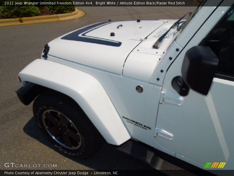 Bright White / Altitude Edition Black/Radar Red Stitch 2012 Jeep Wrangler Unlimited Freedom Edition 4x4