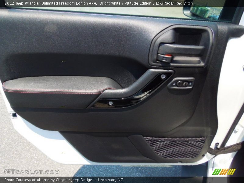 Bright White / Altitude Edition Black/Radar Red Stitch 2012 Jeep Wrangler Unlimited Freedom Edition 4x4