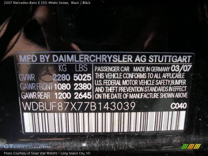 Black / Black 2007 Mercedes-Benz E 350 4Matic Sedan