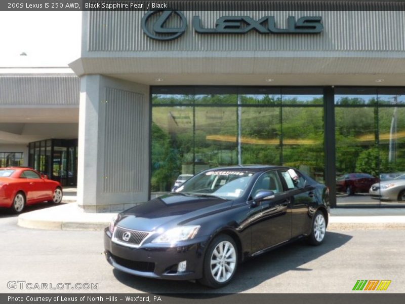 Black Sapphire Pearl / Black 2009 Lexus IS 250 AWD