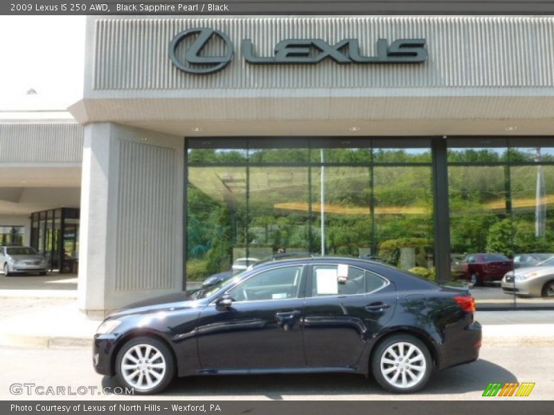 Black Sapphire Pearl / Black 2009 Lexus IS 250 AWD