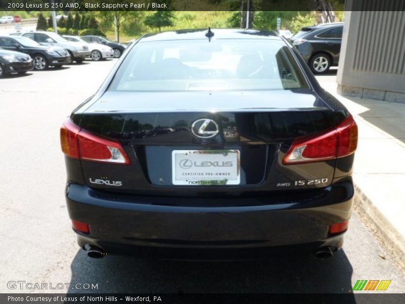 Black Sapphire Pearl / Black 2009 Lexus IS 250 AWD