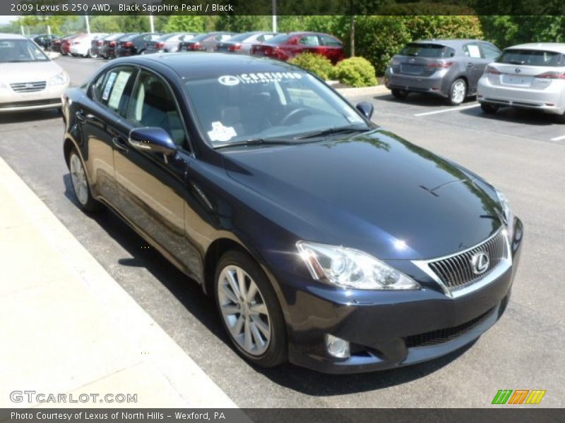 Black Sapphire Pearl / Black 2009 Lexus IS 250 AWD