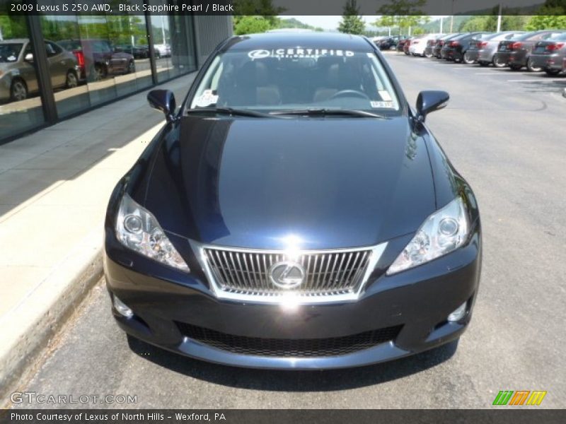 Black Sapphire Pearl / Black 2009 Lexus IS 250 AWD