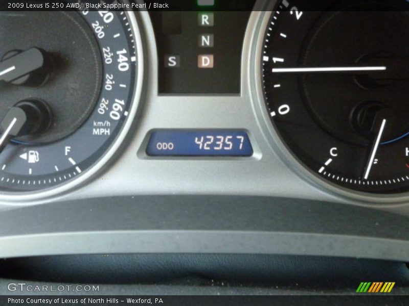 Black Sapphire Pearl / Black 2009 Lexus IS 250 AWD