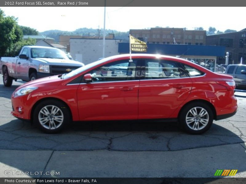 Race Red / Stone 2012 Ford Focus SEL Sedan